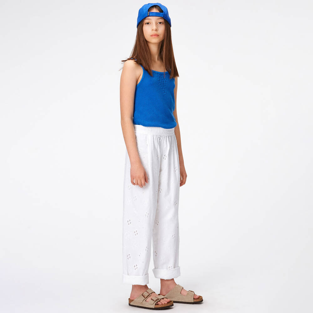 Molo-Girls Cobalt Blue Knitted Cotton Vest | Childrensalon Outlet