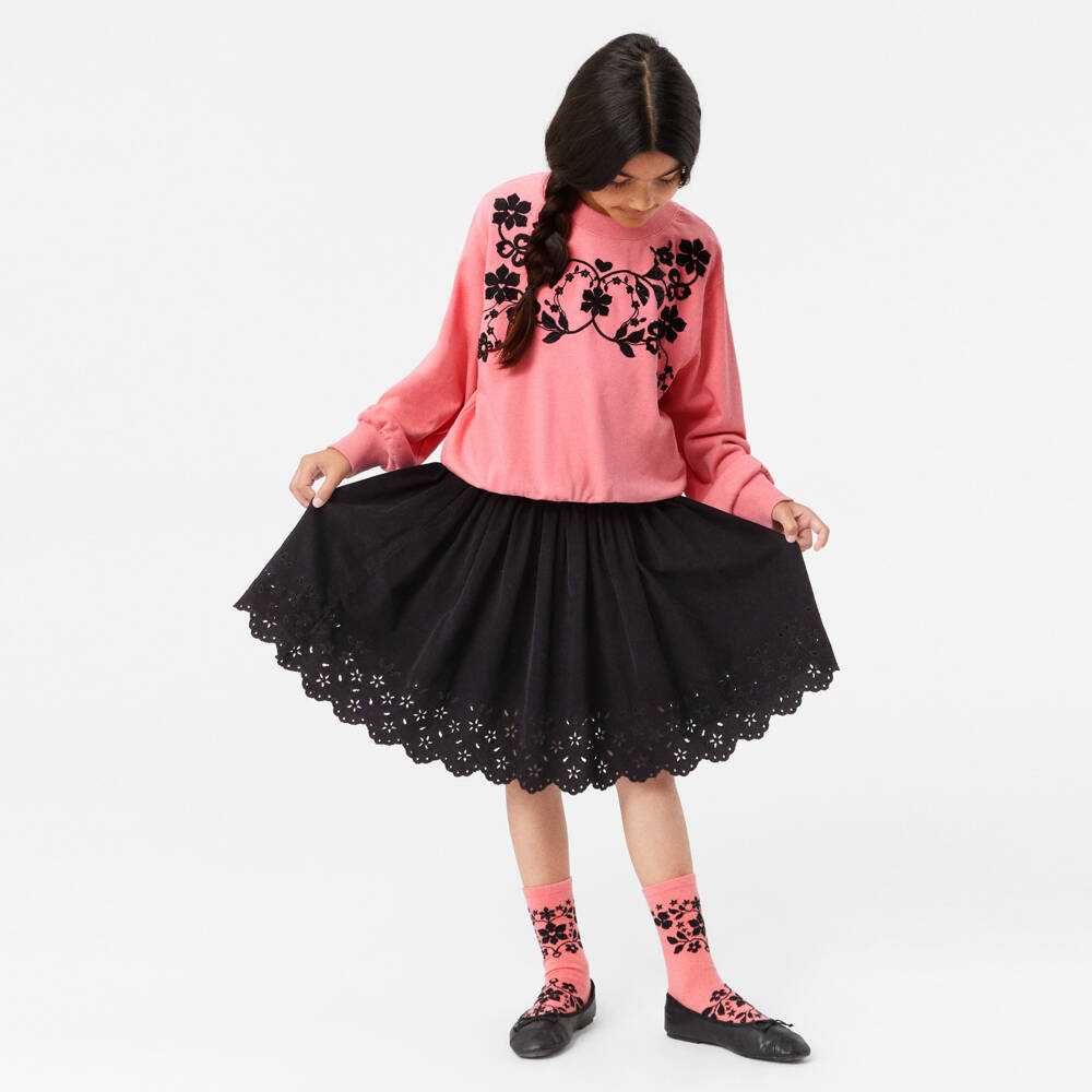 Molo-Girls Coral Floral Cotton Sweatshirt | Childrensalon Outlet