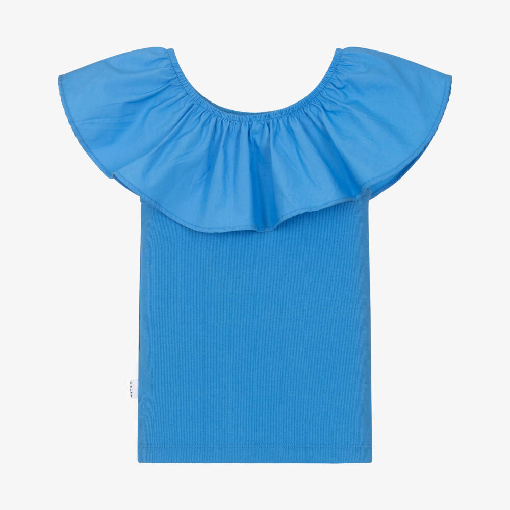 Molo-Синий топ без рукавов с оборками для девочек | Childrensalon Outlet