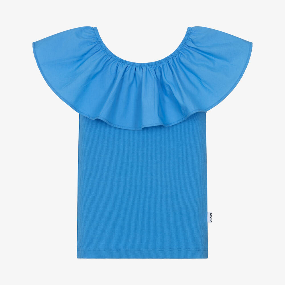 Molo-Синий топ без рукавов с оборками для девочек | Childrensalon Outlet