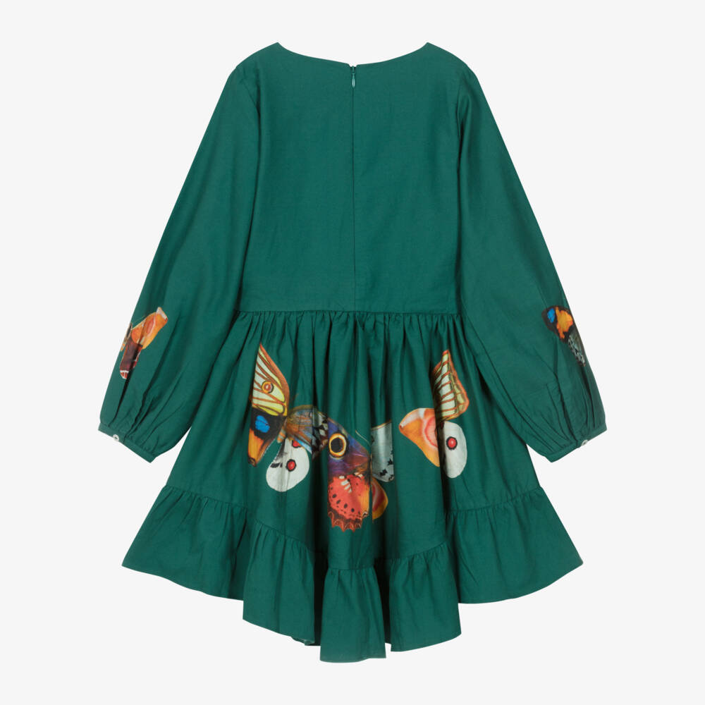Molo-فستان قطن لون أخضر | Childrensalon Outlet
