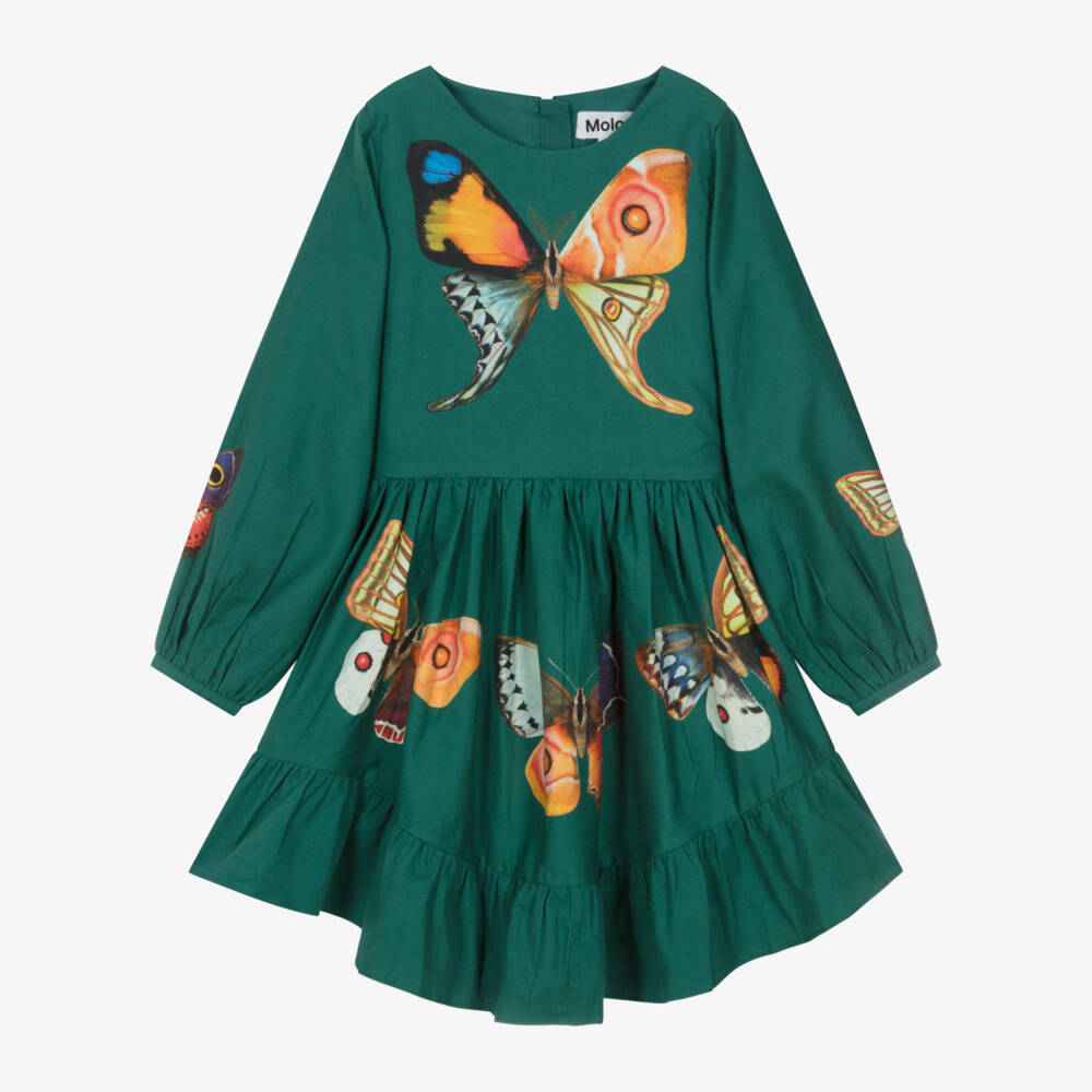 Molo-Girls Cotton Dress with Butterfly Design | Childrensalon Outlet
