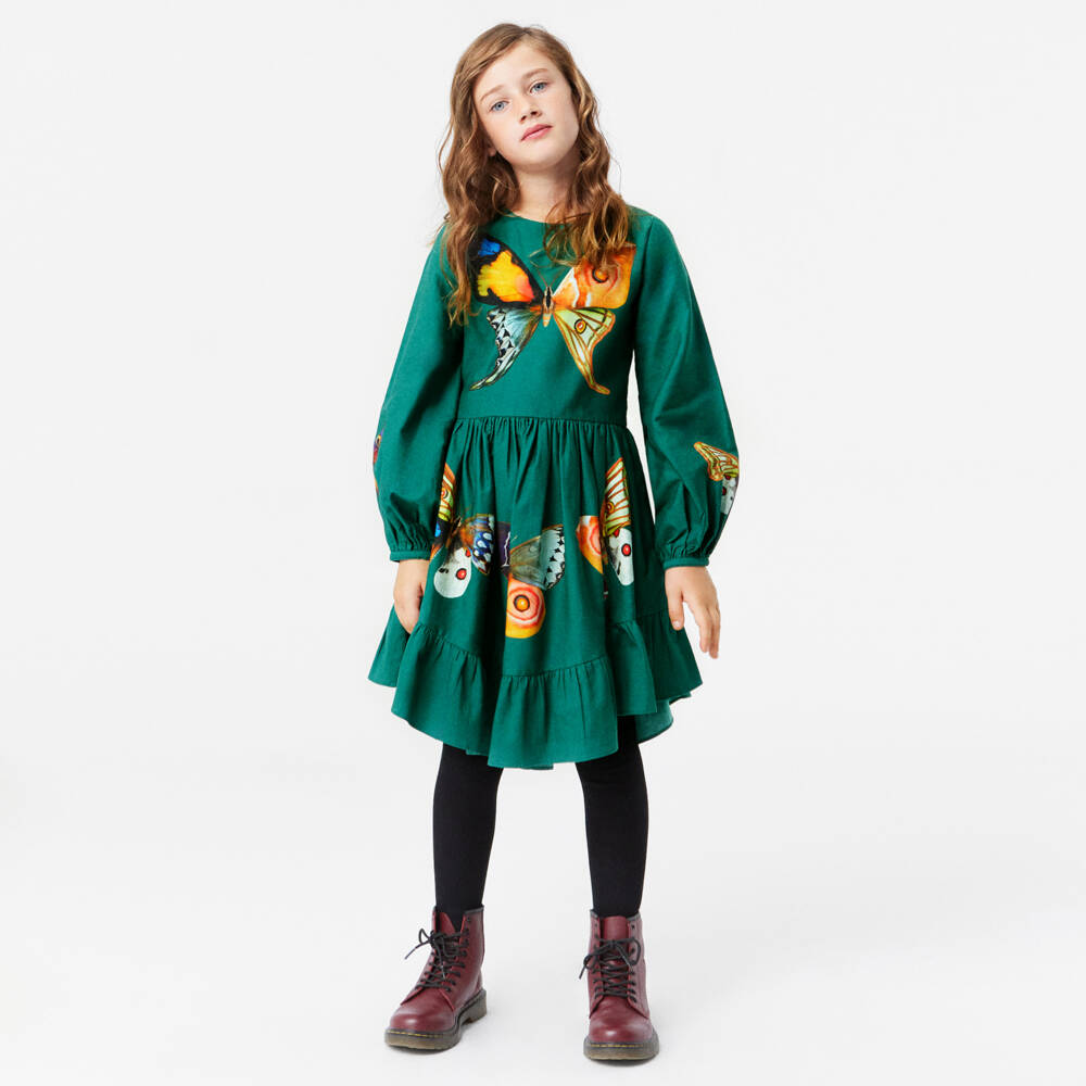 Molo-فستان قطن لون أخضر | Childrensalon Outlet