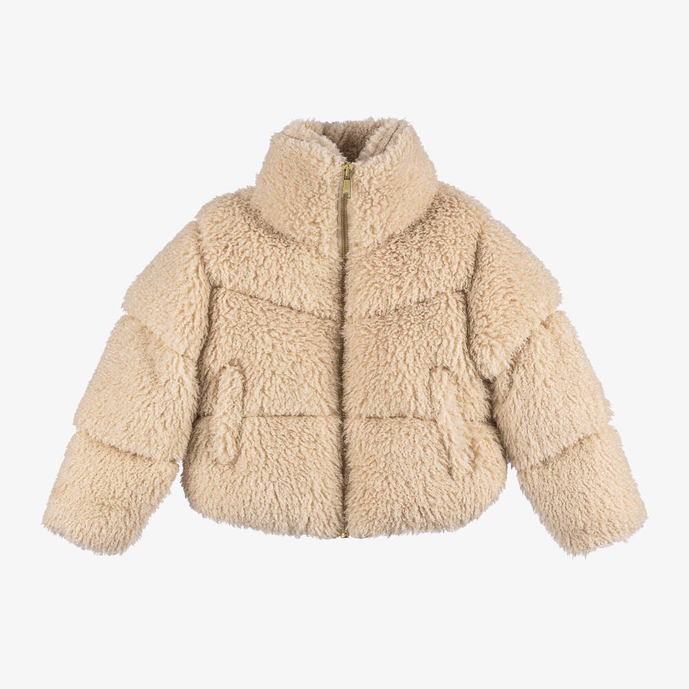 Molo-Girls Cream Faux Fur Coat | Childrensalon Outlet