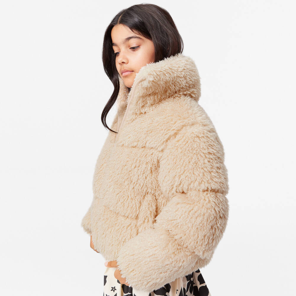 Molo-Girls Cream Faux Fur Coat | Childrensalon Outlet