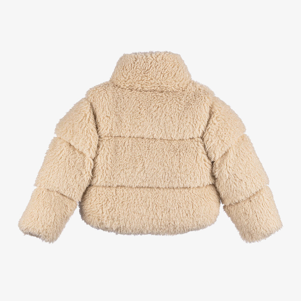 Molo-Girls Cream Faux Fur Coat | Childrensalon Outlet