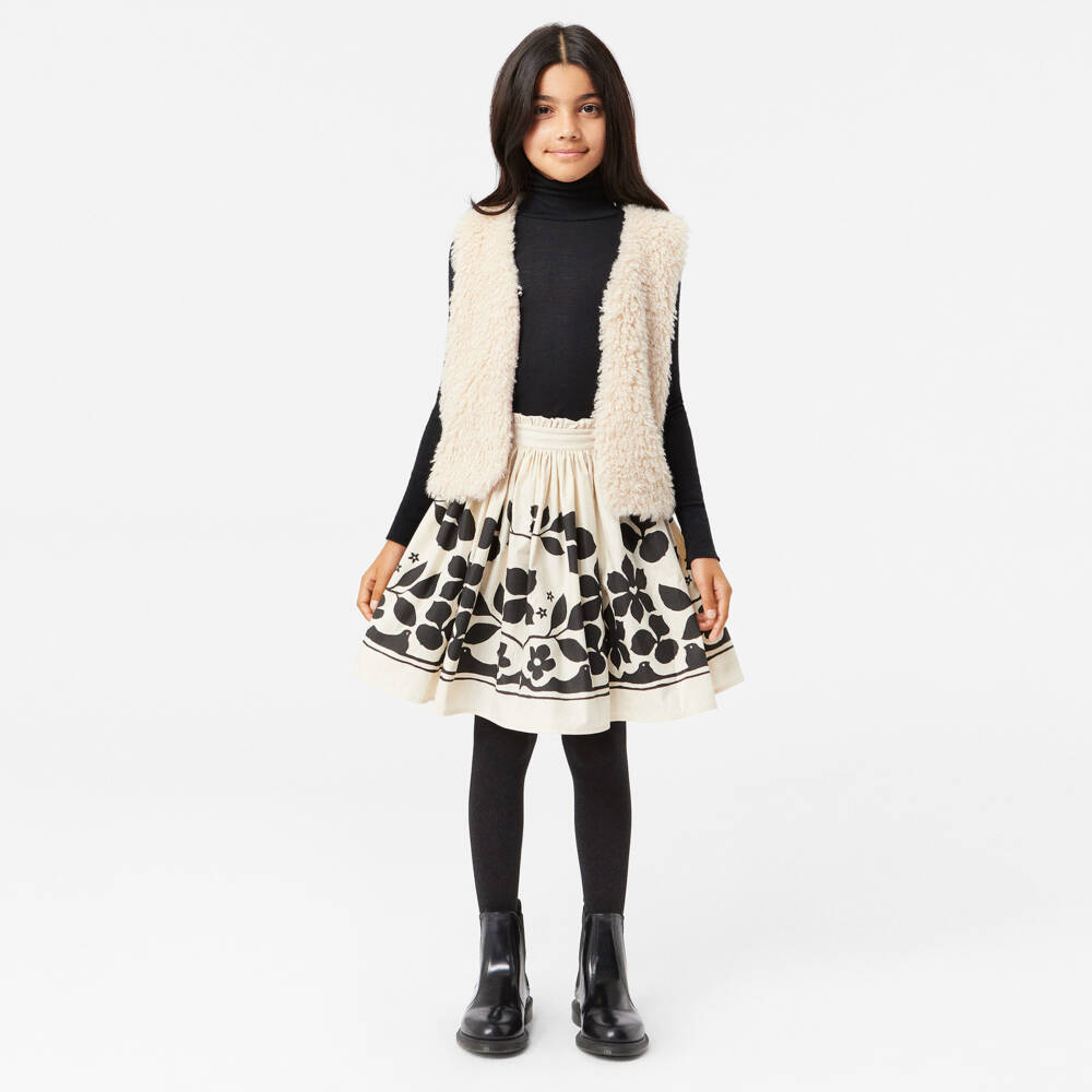 Molo-Girls Cream Floral Cotton Skirt | Childrensalon Outlet