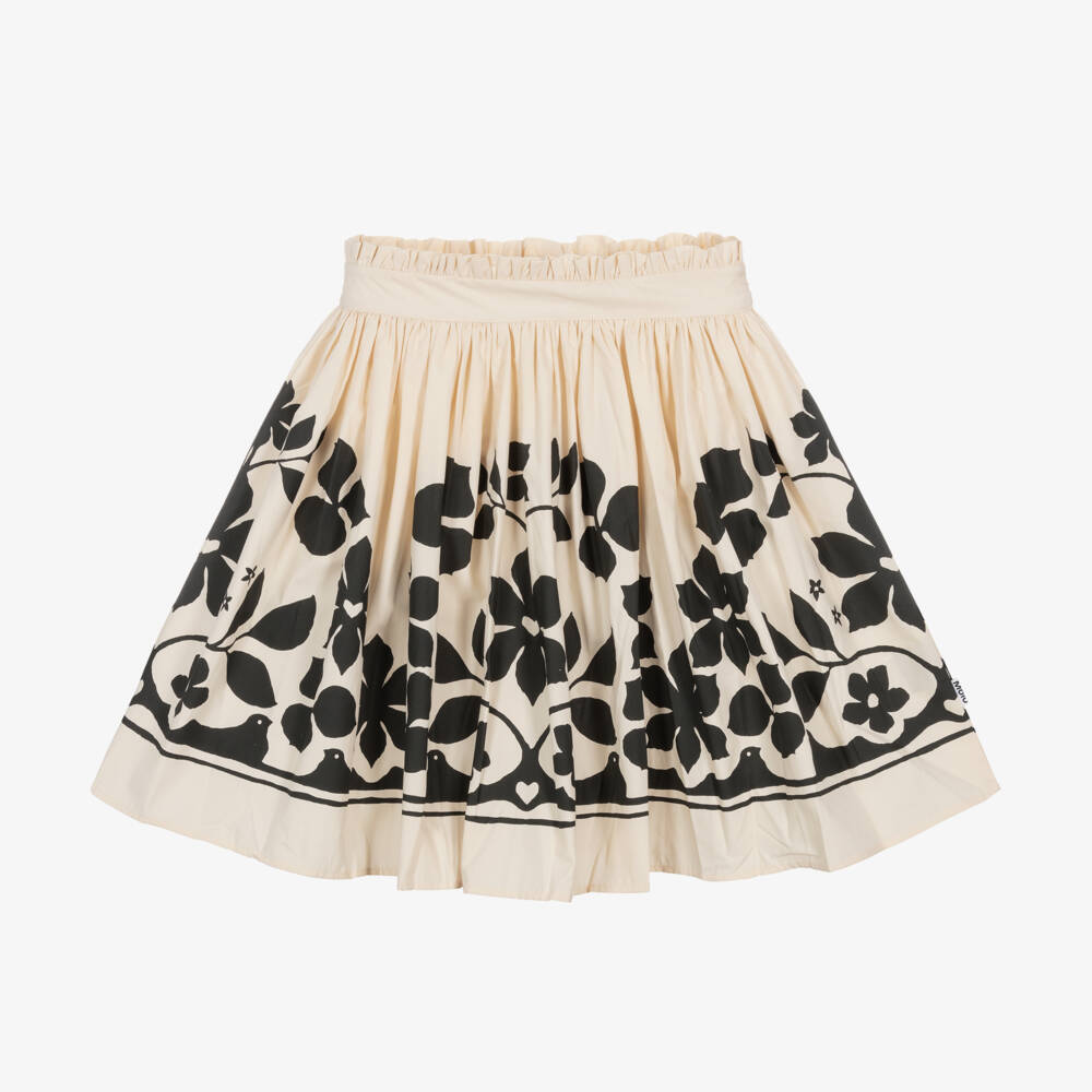 Molo-Girls Cream Floral Cotton Skirt | Childrensalon Outlet