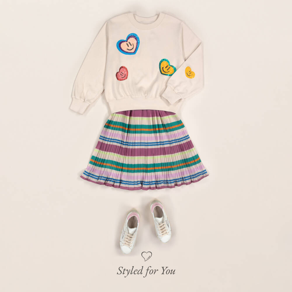 Molo-Girls Cream Heart-Embellished Sweatshirt | Childrensalon Outlet