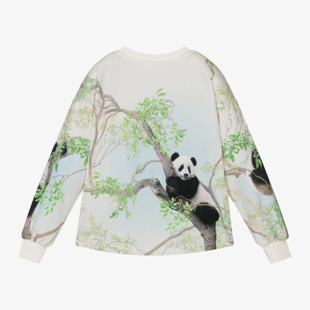Molo-Футболка кремовая с принтом панда для девочек | Childrensalon Outlet