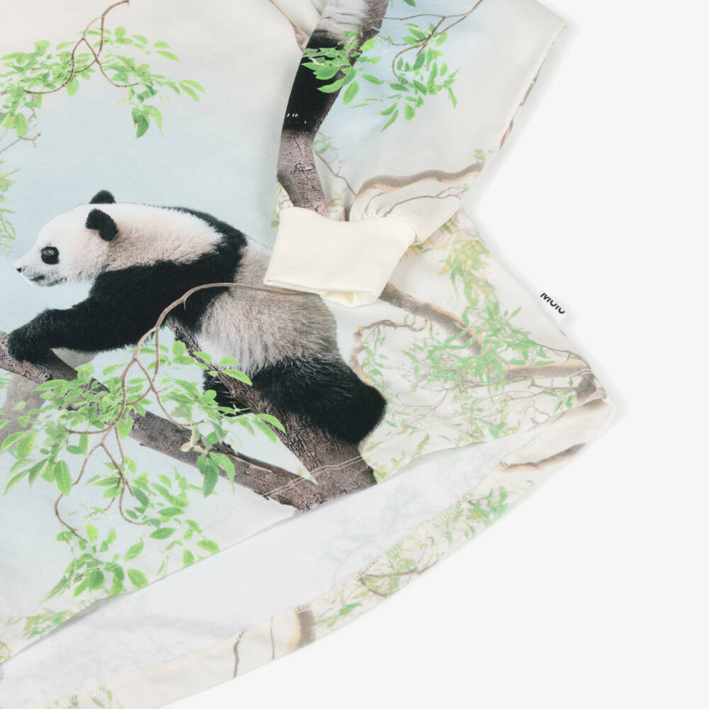 Molo-Футболка кремовая с принтом панда для девочек | Childrensalon Outlet