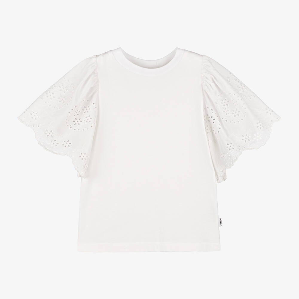 Molo-Белая футболка с вышивкой для девочек | Childrensalon Outlet