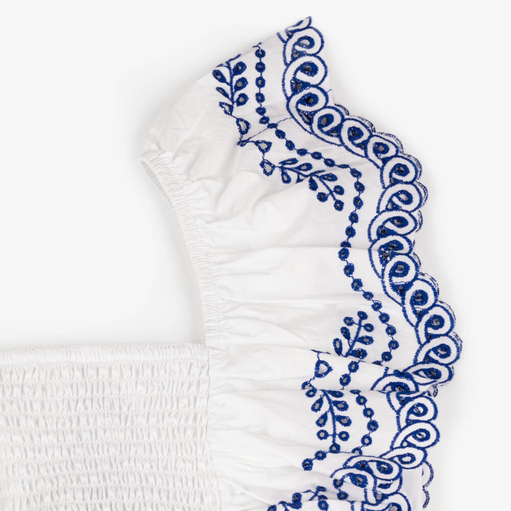 Molo-Белый хлопковый топ с ажурной вышивкой для девочек | Childrensalon Outlet