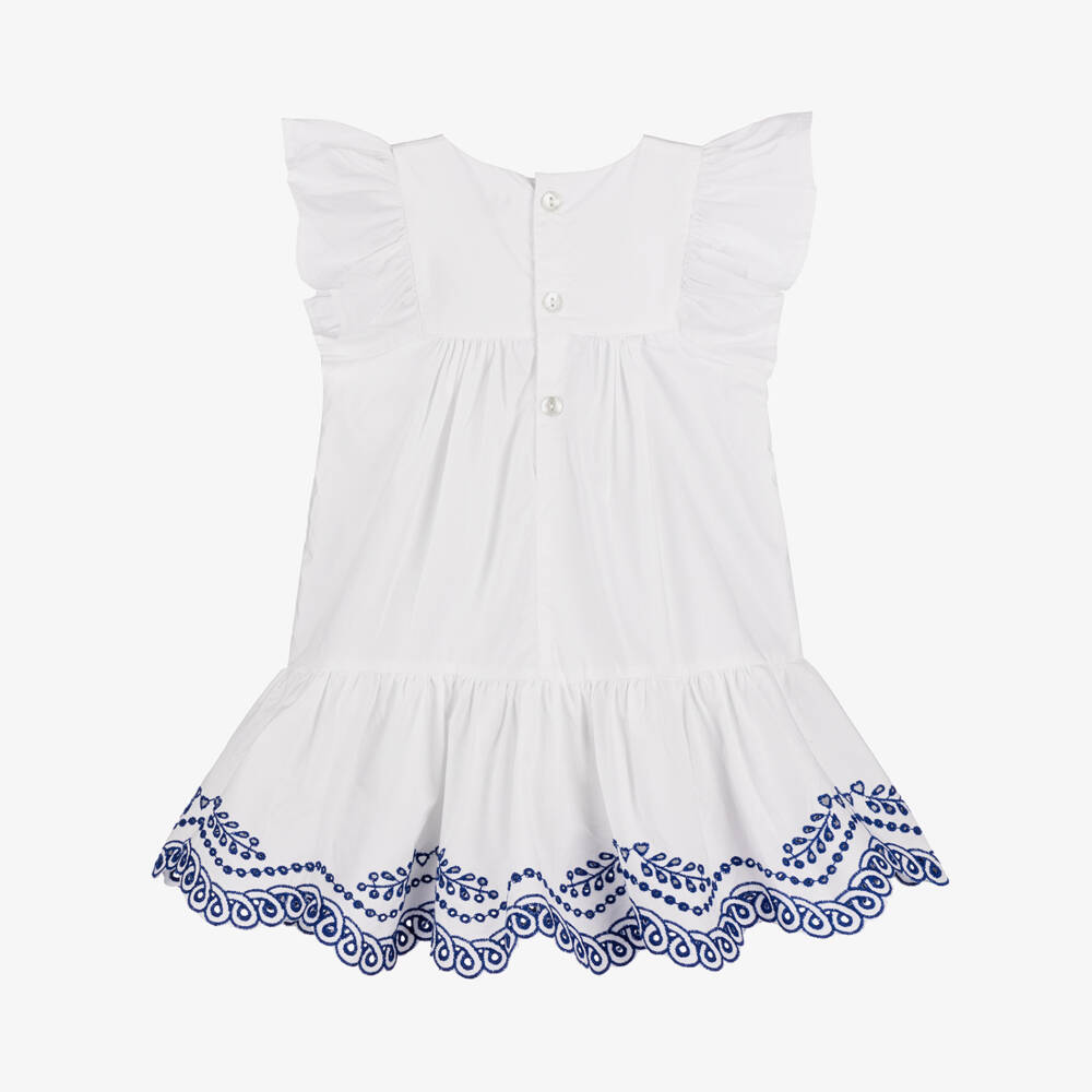 Molo-Girls Crisp White Eyelet Dress | Childrensalon Outlet
