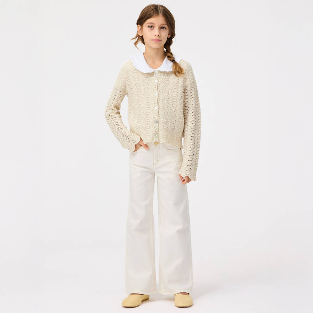 Molo-Girls Crisp White Flare Denim Pants | Childrensalon Outlet