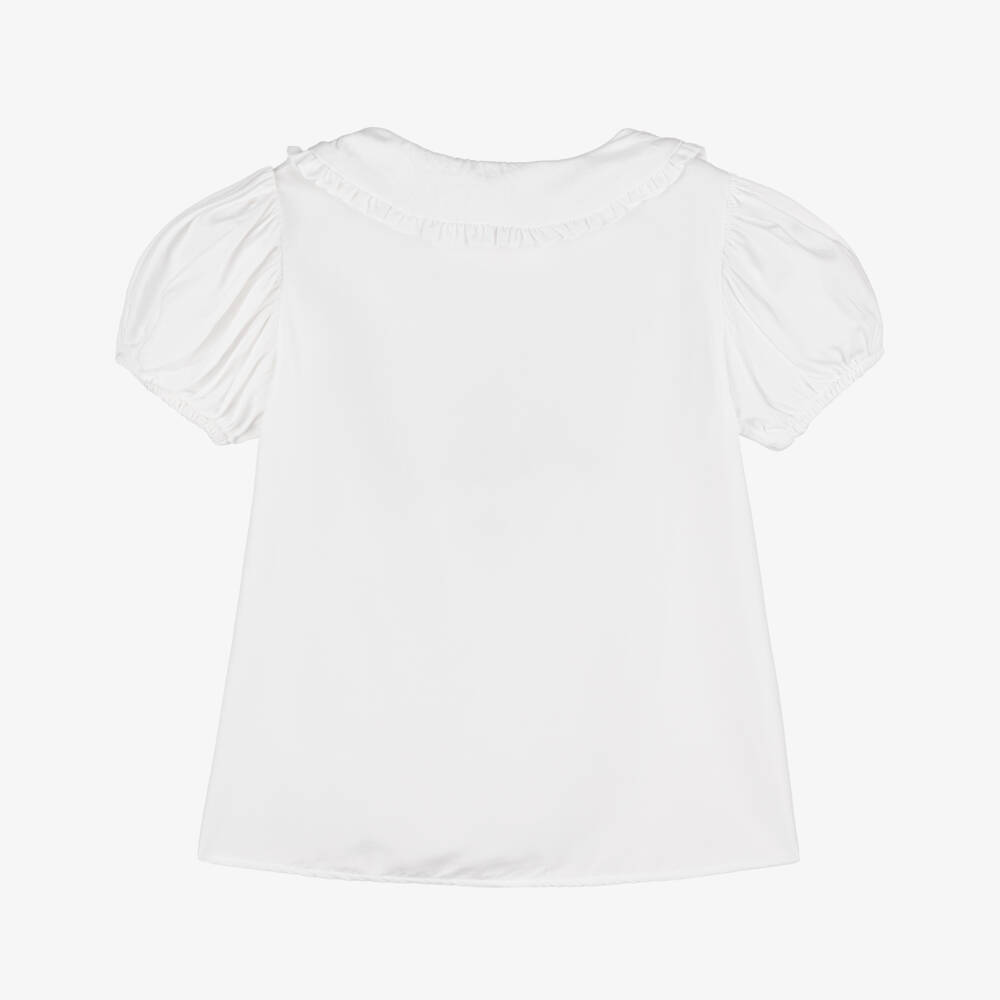 Molo-Girls Crisp White Puff Sleeve Top | Childrensalon Outlet