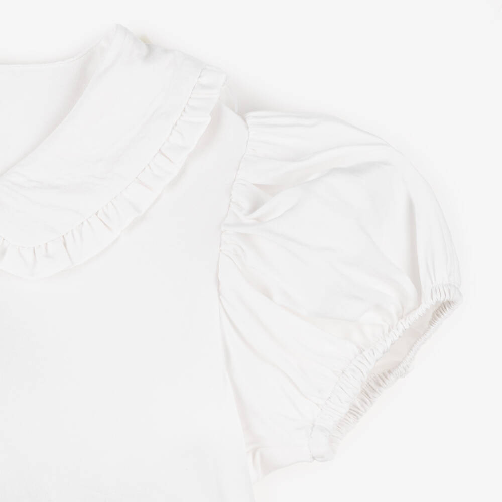Molo-Girls Crisp White Puff Sleeve Top | Childrensalon Outlet