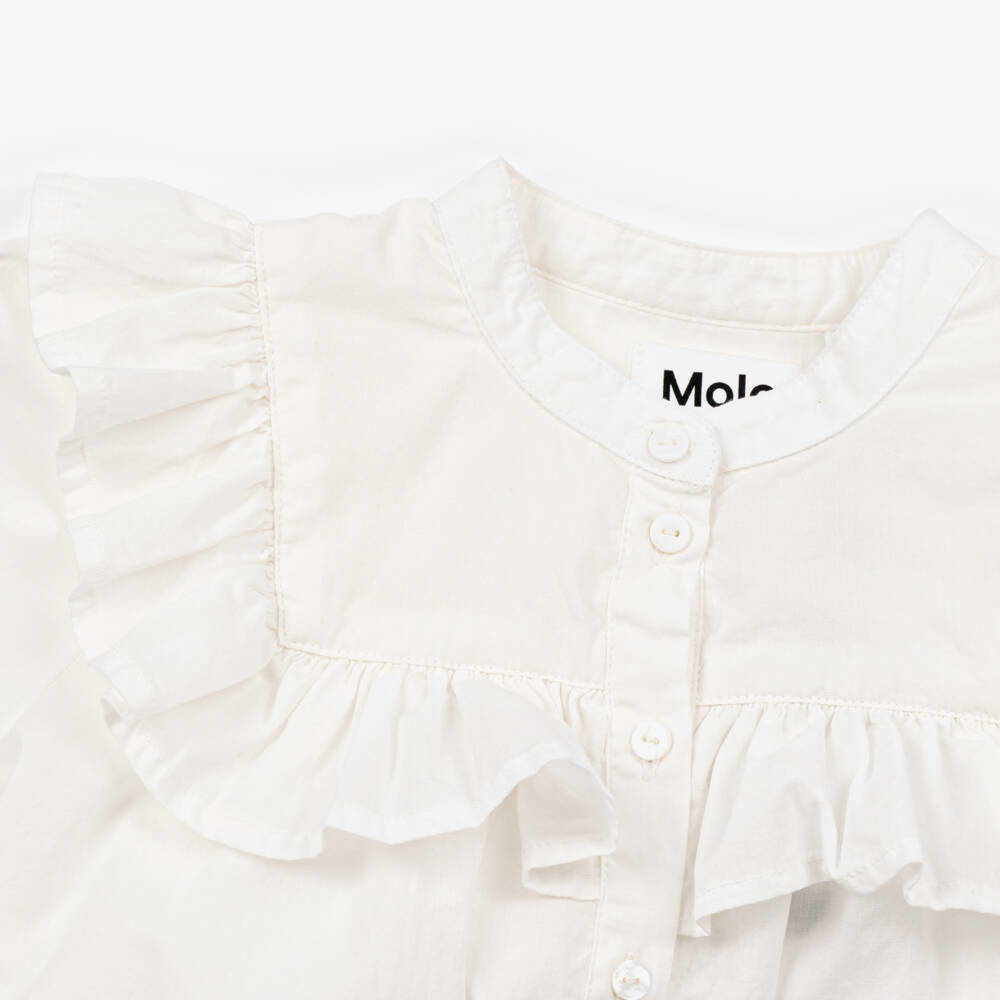 Molo-Белая блузка с рюшами для девочек | Childrensalon Outlet