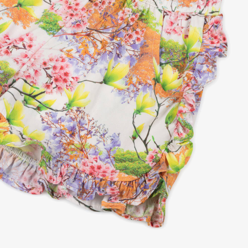 Molo-Girls Delicate Ruffle Floral Shorts | Childrensalon Outlet