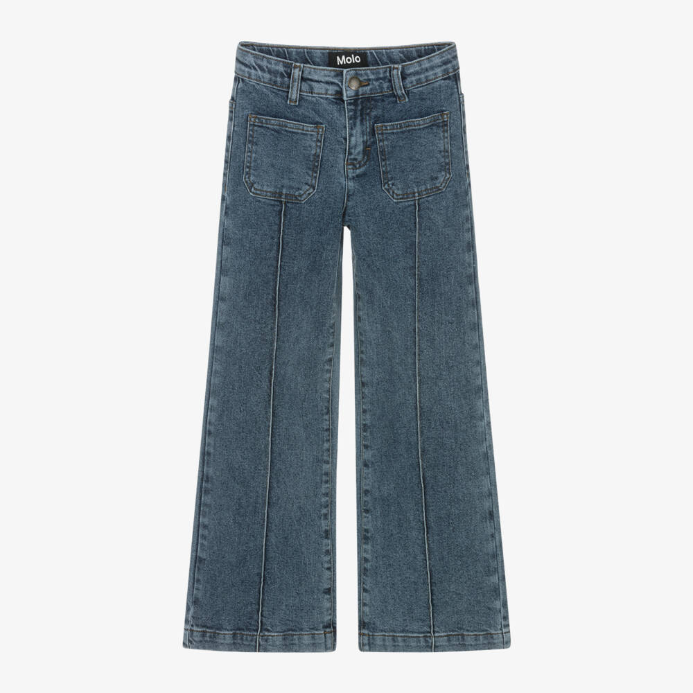 Molo-Girls Denim Wide-Leg Trousers | Childrensalon Outlet
