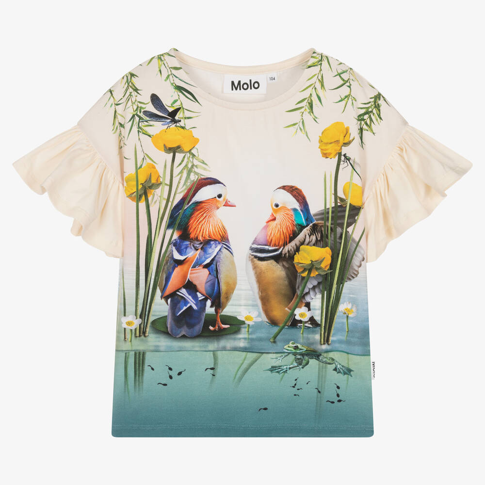 Molo - Girls Duck Pond Cotton T-Shirt | Childrensalon