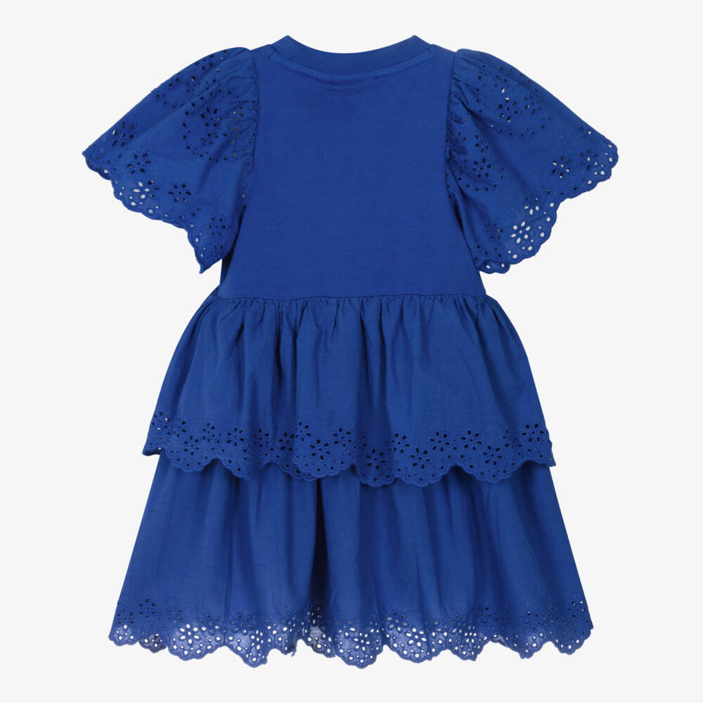 Molo-Girls Elegant Blue Flutter Dress | Childrensalon Outlet