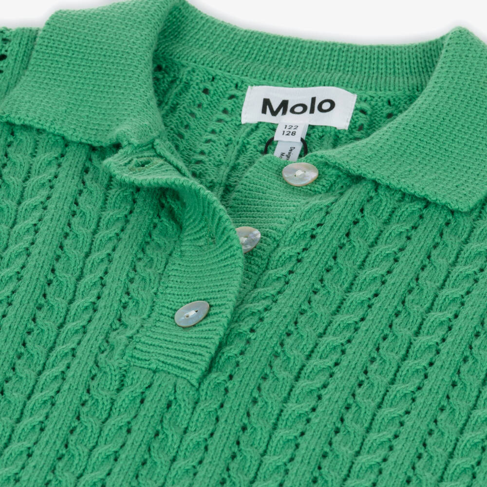 Molo-Girls Emerald Knit Polo Sweater | Childrensalon Outlet