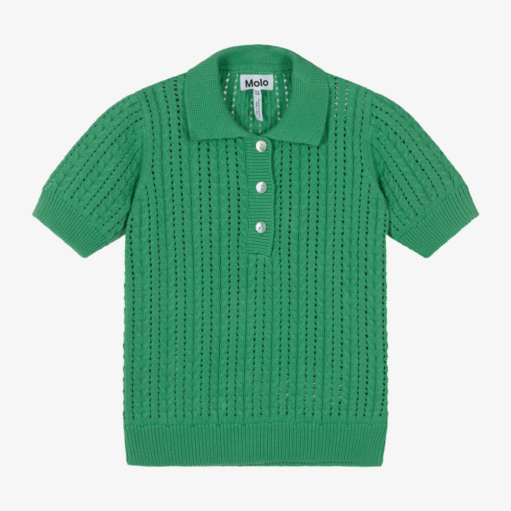 Molo-Girls Emerald Knit Polo Sweater | Childrensalon Outlet