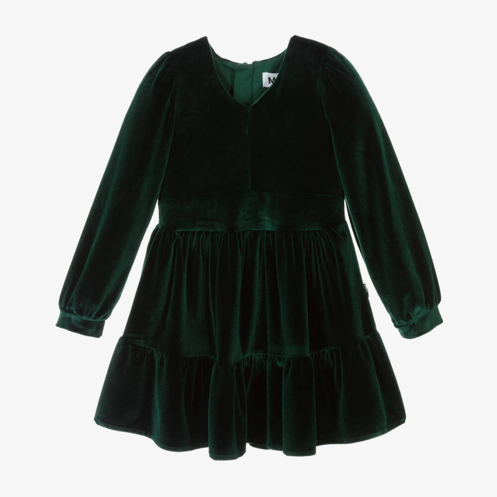 Molo-Зеленое велюровое платье для девочек | Childrensalon Outlet