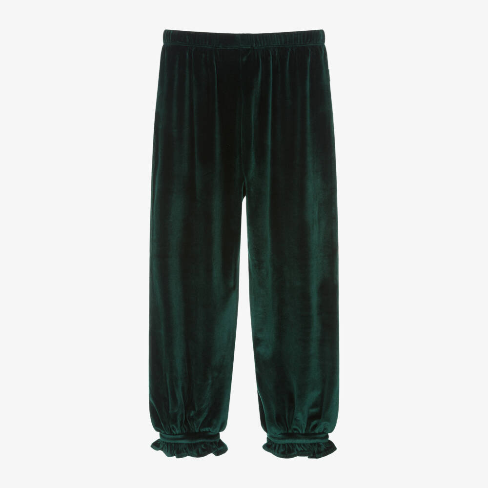 Molo-Girls Emerald Velvet Joggers | Childrensalon Outlet