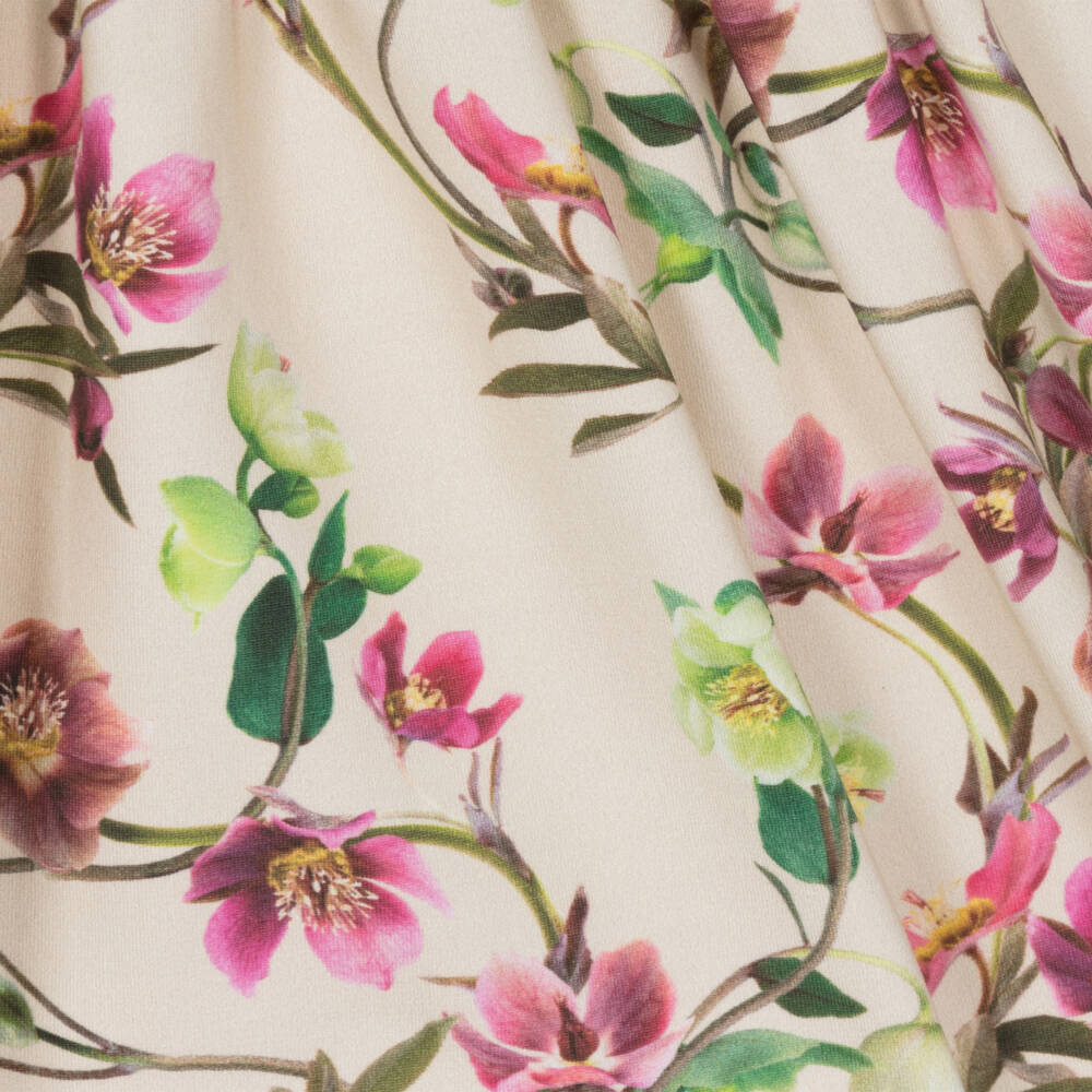 Molo-Girls Floral Beige Cotton Dress | Childrensalon Outlet