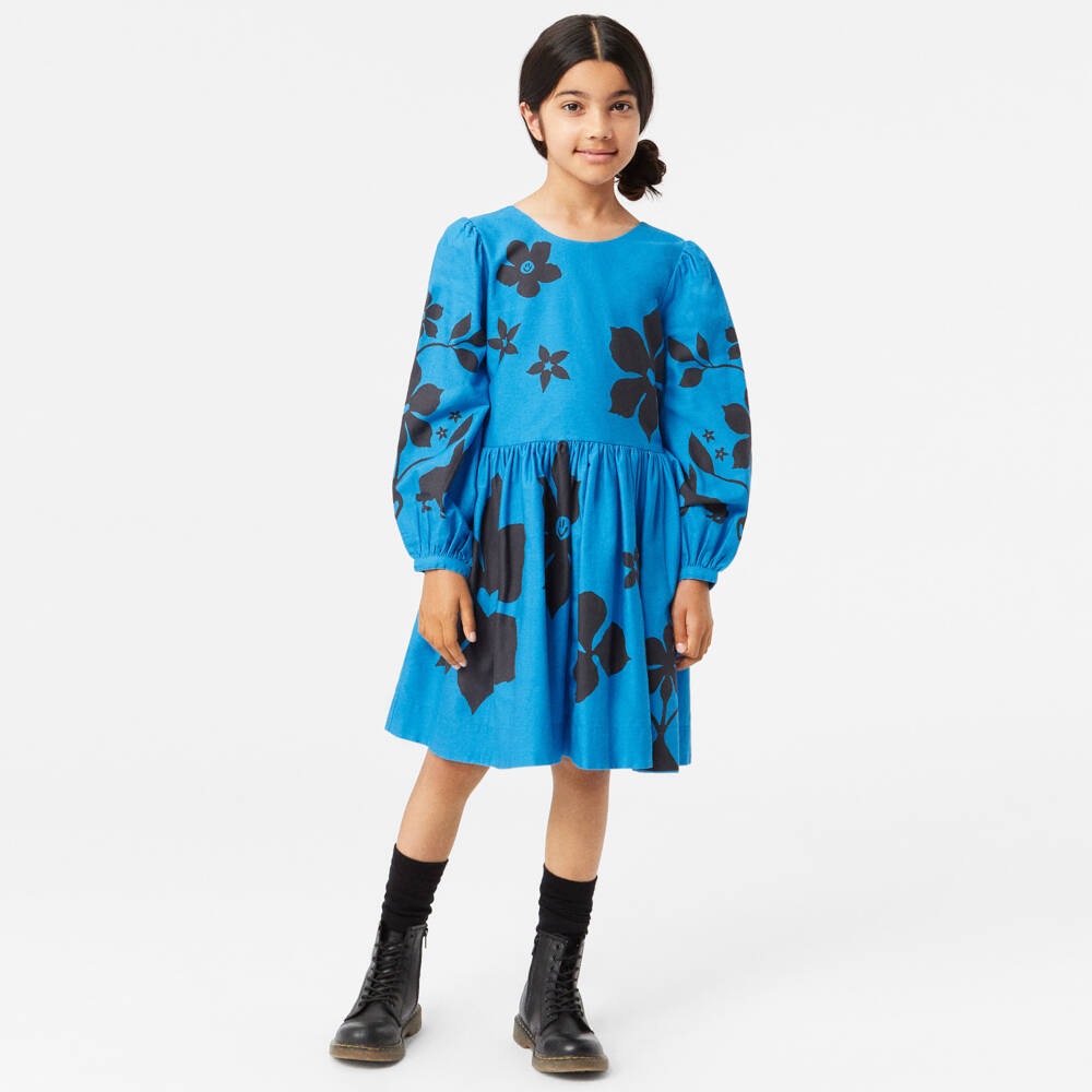 Molo-Girls Floral Blue Cotton Dress | Childrensalon Outlet