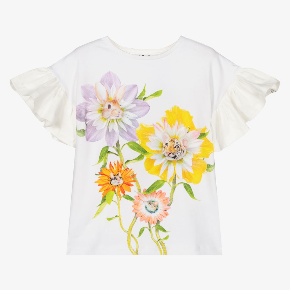Molo - Girls Floral Cotton T-Shirt | Childrensalon