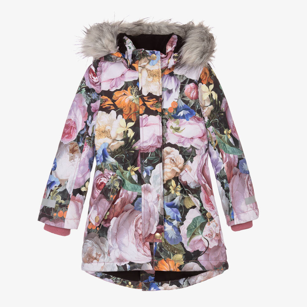 Molo - Veste de ski long à fleurs fille | Childrensalon