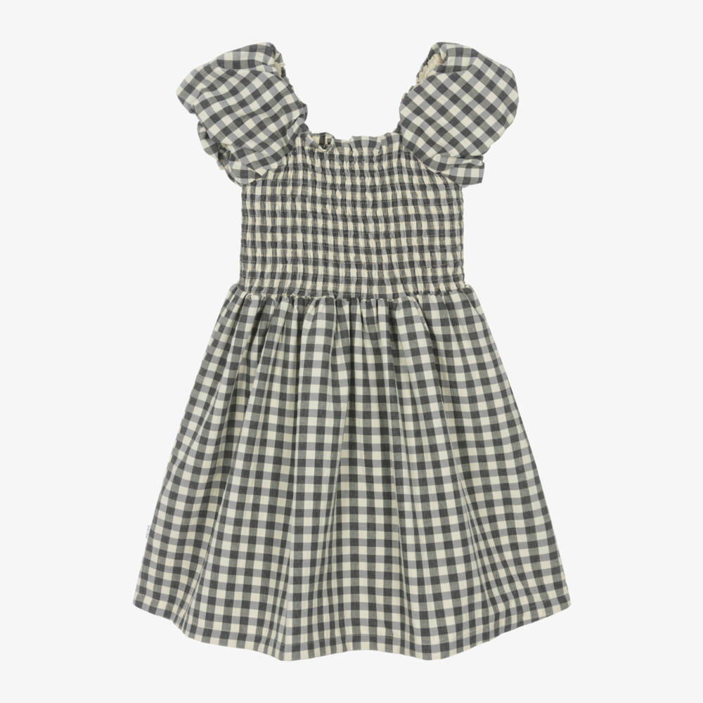 Molo-Girls Gingham Puff-Sleeve Frock | Childrensalon Outlet