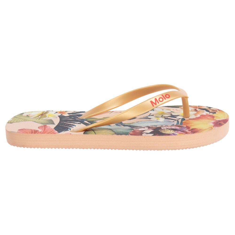 Molo-Girls Gold Hawaiin Flip-Flops | Childrensalon Outlet