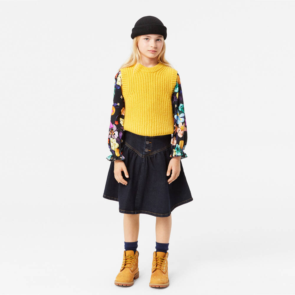 Molo-بلوفر بدون أكمام محبوك لون أصفر للبنات | Childrensalon Outlet