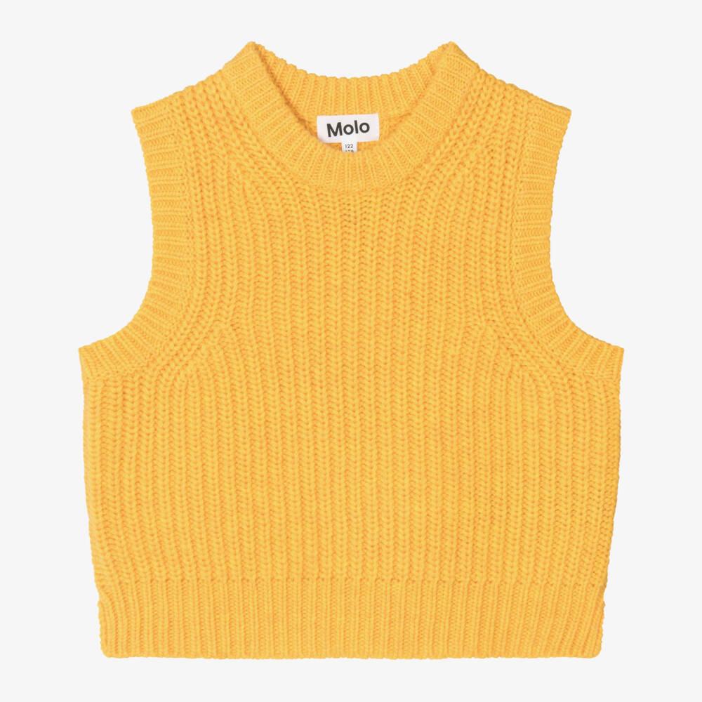 Molo-Girls Golden Wool Knit Vest | Childrensalon Outlet