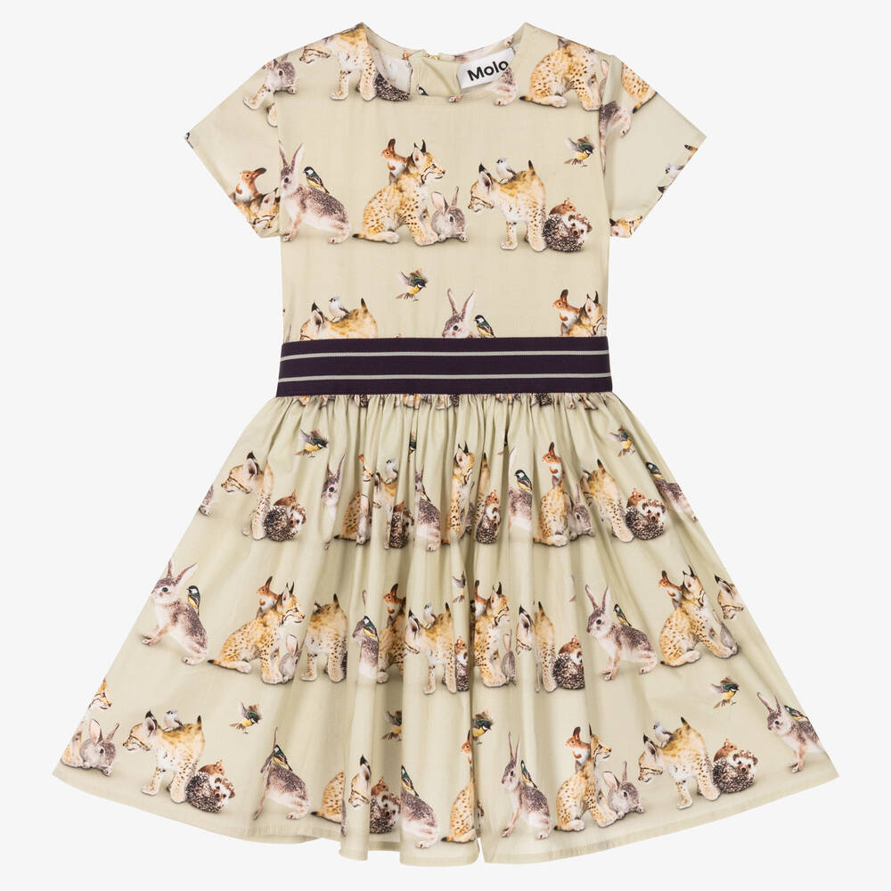 Molo - Зеленое платье с животными для девочек | Childrensalon