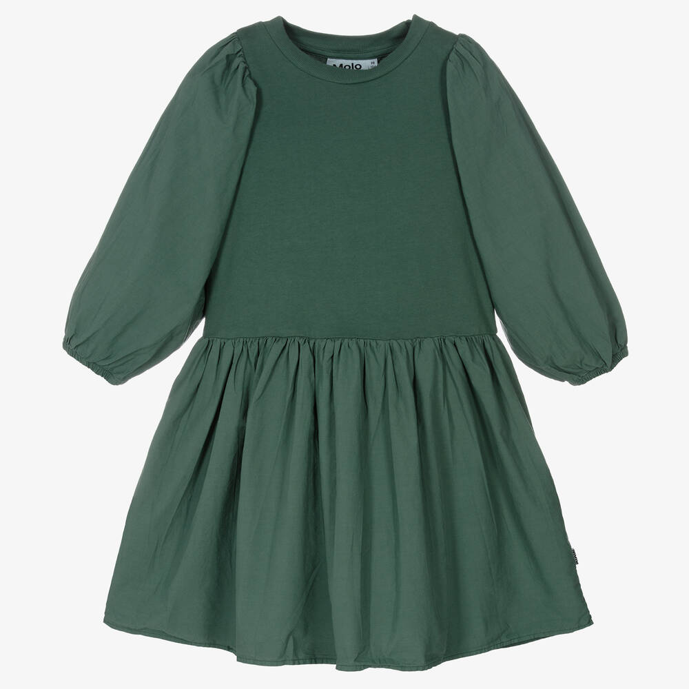 Molo - Robe verte en coton Fille | Childrensalon