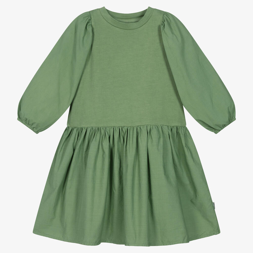 Molo - Grünes Baumwollkleid für Mädchen | Childrensalon