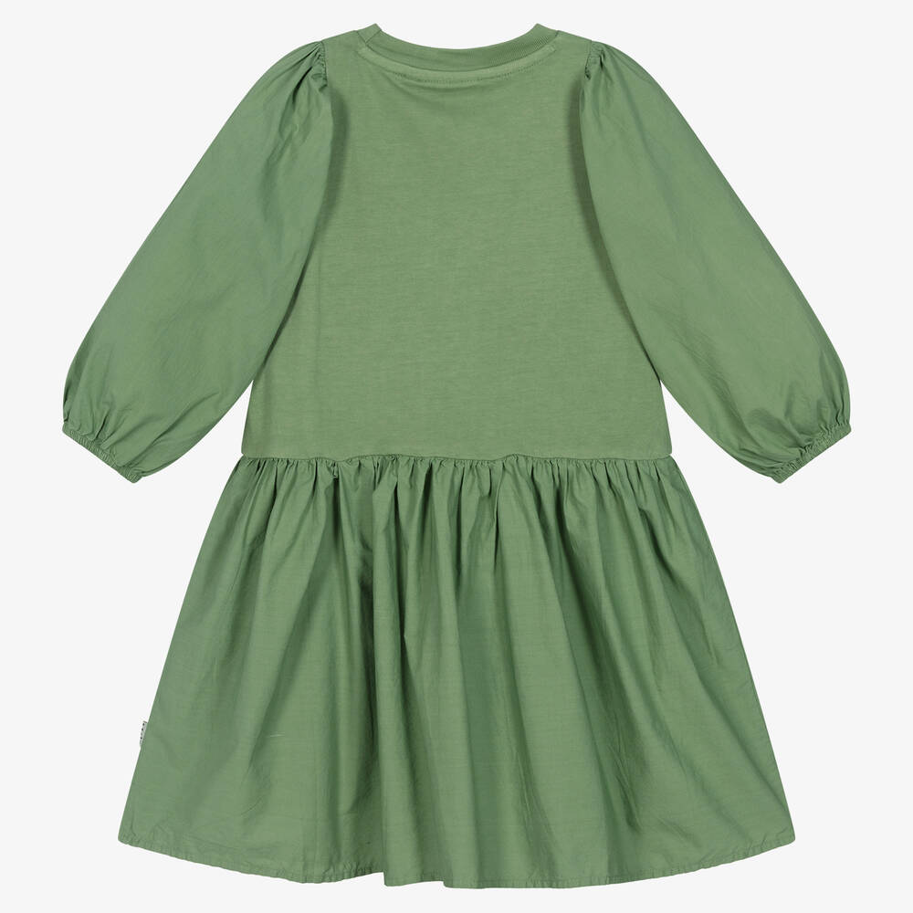 Molo-Girls Green Cotton Dress | Childrensalon Outlet