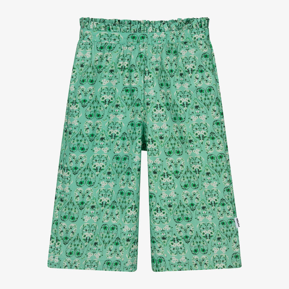 Molo-Girls Green Cotton Floral Heart Trousers | Childrensalon Outlet