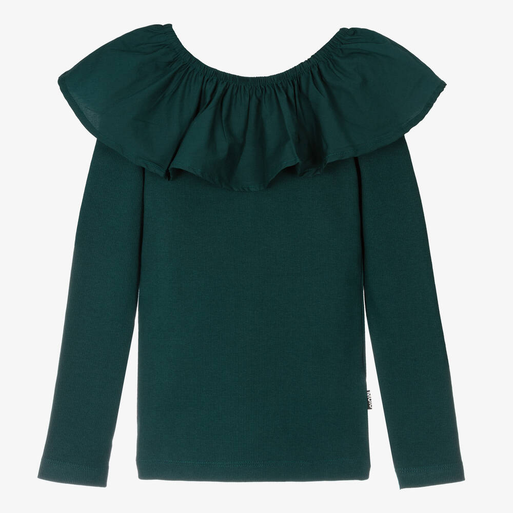 Molo-Girls Green Cotton Top | Childrensalon Outlet