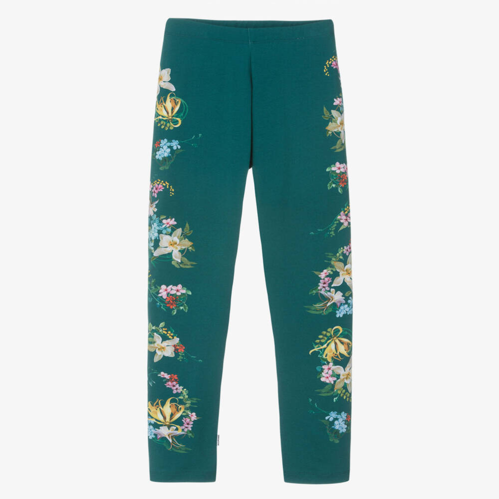 Molo-Леггинсы из хлопка с зелёным цветочным узором для девочек | Childrensalon Outlet