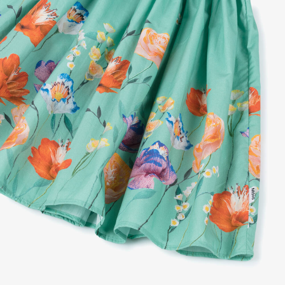 Molo-Платье из хлопка с зелеными цветами для девочек | Childrensalon Outlet