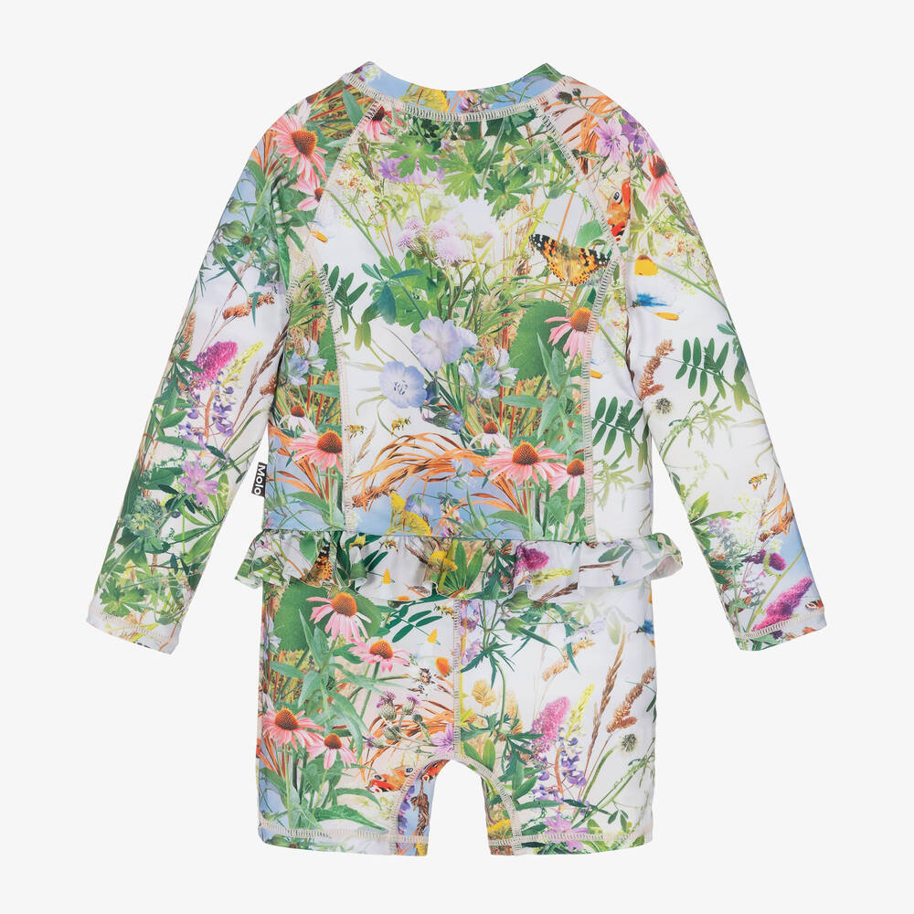 مولو-طقم واقي من الشمس لون أخضر بطبعة ورود (UPF50+) | Childrensalon Outlet