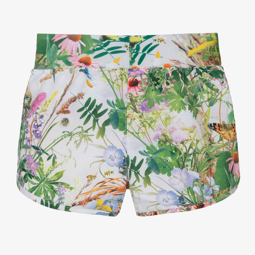 Molo-Girls Green Floral Swim Shorts (UPF50+) | Childrensalon Outlet