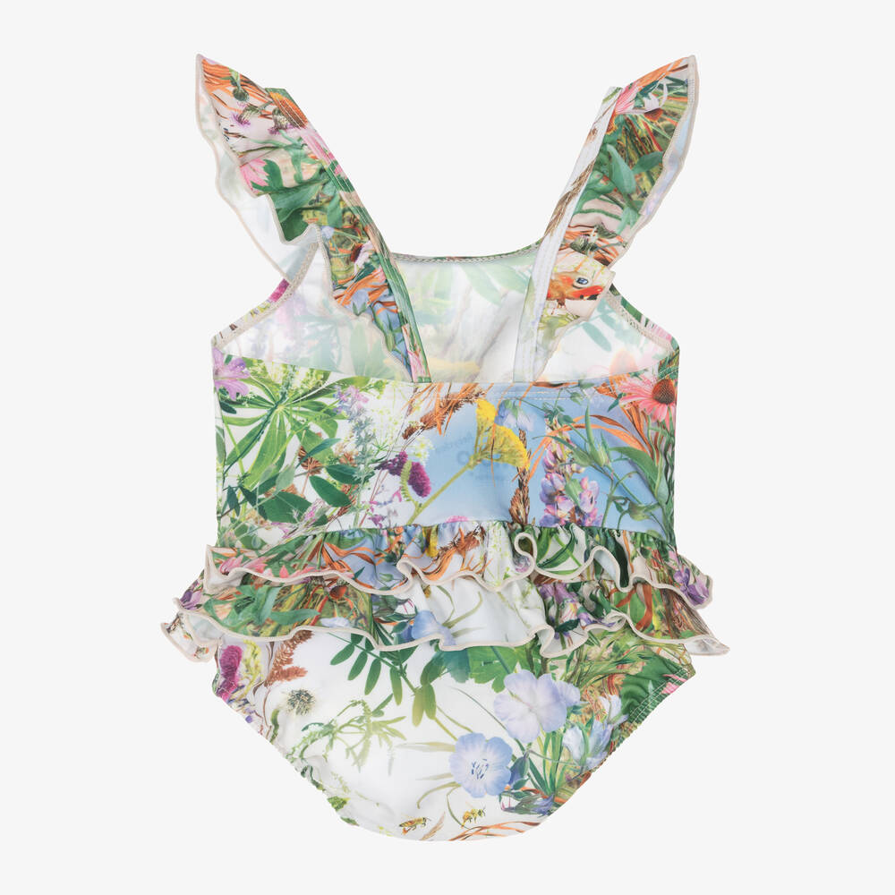 Molo-Зеленый купальник с цветами для девочек (UPF50+) | Childrensalon Outlet