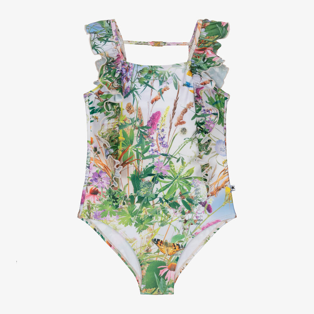 Molo-Зеленый купальник с цветами для девочек (UPF50+) | Childrensalon Outlet